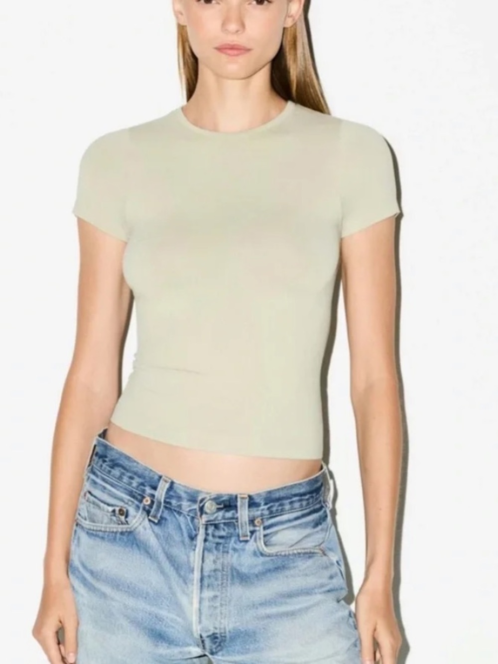 Skims Fits Everyone Short Sleeve Tee in Sage Green